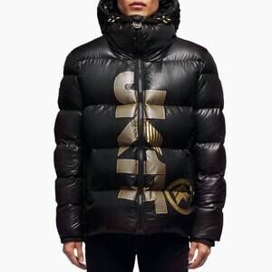 NEW JACK1T prime slick down puffer jacket in black/gold